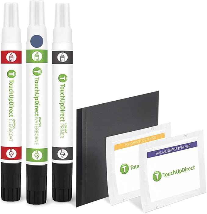 TouchUpDirect LD/M6763 Medium Wedgewood Metallic Compatible with Ford Exact Match Touch Up Paint Combo - Platinum Kit