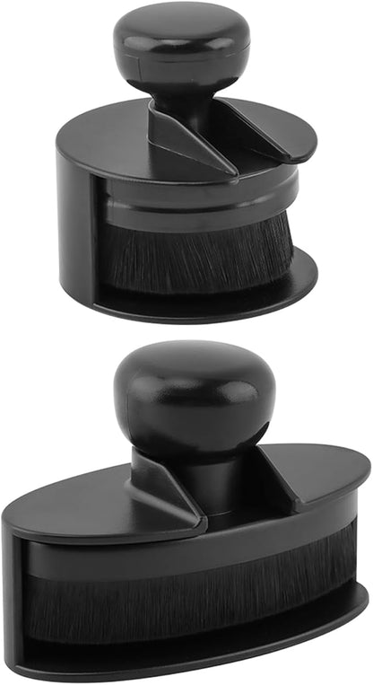 2 Pcs Car Tire Shine Applicator,Round and Curved Brushes with Storage Stand Automotive Tire Dressing Applicator Brush for Auto Detailing Cleaning Service(Color:Black)