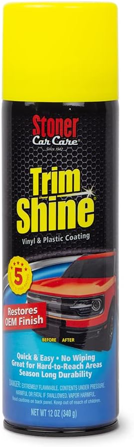 Stoner Car Care 91034 Trim Shine – Vinyl and Plastic Protectant Coating for Interior and Exterior Automotive Detailing, Quick Auto Trim Restorer, Fast-Drying No Sling Formula – 12 oz