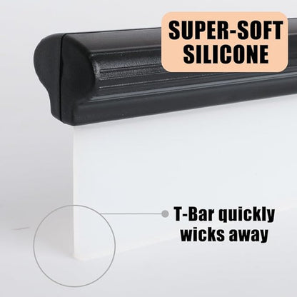 Car Squeegee 12 Inch Flexible T-Bar Water Blade, Car Drying Water Silicone Squeegee for Car, Windshield, Glass, Window, Mirror, Bathroom (Black)