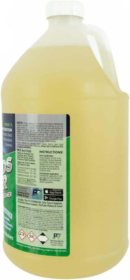 F9 Groundskeeper Cleaner – Industrial-Grade Concrete Maintenance Degreaser, Biodegradable & Phosphate-Free, Removes Tire Marks Soil & Grime 1 -Gallon