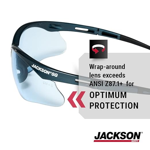 Jackson Safety SG Safety Glasses – Eye Protection for Men and Women – ANSI Z87.1 (Pack of 12)