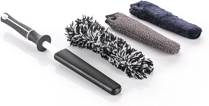 Detail Factory - Wheel Brush Mini with Interchangeable Microfiber Covers - Ultra-Soft Cleaning, Washing and Detailing Wheels, Tires, and Rims - Black Ice