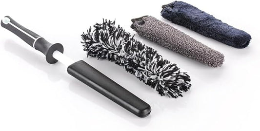 Detail Factory - Wheel Brush Mini with Interchangeable Microfiber Covers - Ultra-Soft Cleaning, Washing and Detailing Wheels, Tires, and Rims - Black Ice
