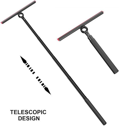 Shower Squeegee for Glass Doors, Window Squeegee for Home,Squeegee with Telescopic Extension Pole,Professional Window Cleaning Tool, Black, for Mirror, Glass, Ceramic Tile