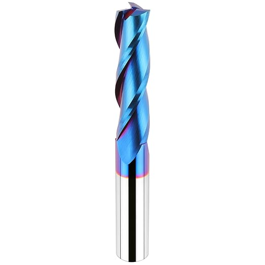 EANOSIC Upcut Spiral Router Bit 3-Flute with 1/2” Shank, Extra Long (4 inch), 1/2” Cutting Diameter, 2” Cutting Length, Carbide CNC Router Bits nACo Coated End Mill for Wood Mortises Carving Engraving