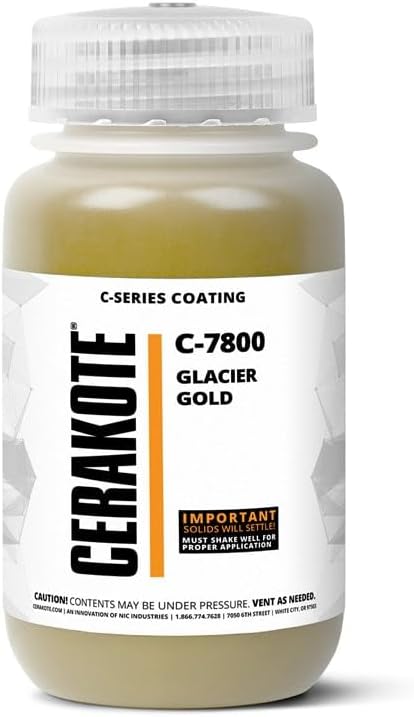 CERAKOTE ( AIR CURE C-SERIES GLACIER GOLD [ 4oz ] C-7800T Performance Ceramic Technology + Color on All- Metals, Polymers + More