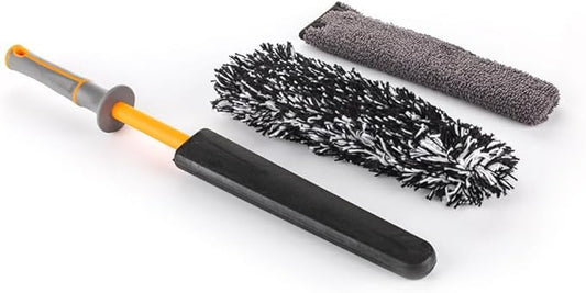 Detail Factory - Wheel Brush Kit with Interchangeable Microfiber Covers - Ultra-Soft Cleaning, Washing and Detailing Wheels, Tires, and Rims - Solar Flare