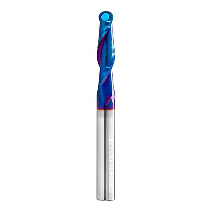 CNC Router bits 1/4inch Shank Carbide Ball Nose End Mill with Nano Blue Coating for Side Milling,End Milling,Finish Machining (1/4" x1/4" x2-1/2)