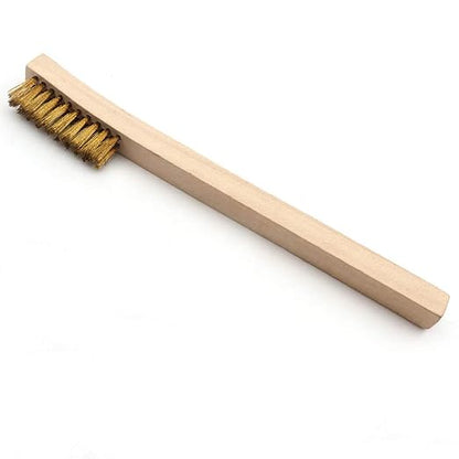 Wire Brush Set 12Pcs,Small Detailing Wire Scratch Brushes for Cleaning, Brass/Stainless Steel Bristles with 8" Curved Wood Handle for Metal Rust Remover,Paint, Dirt, Paint Scrubbing