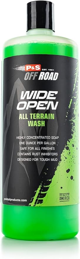 P&S Off Road Wide Open All Terrain Wash – Heavy-Duty Concentrated Soap for ATVs, UTVs & More – Tough on Dirt & Mud, Safe on All Finishes, Rust Inhibitors - 32 oz. Spray
