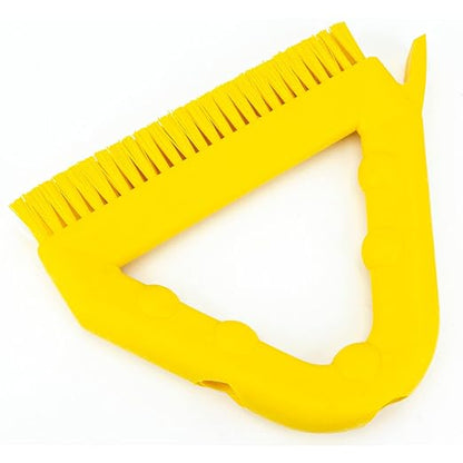 SPARTA Plastic Commercial Grout Brush, Triangle-Shaped Scrub Brush with Scraper and Two Threaded Holes for Attaching Handle (Sold Separately), 9 x 7 x 7 Inches, Yellow, (Pack of 4)