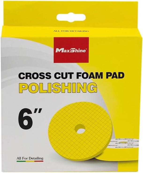 Maxshine 6" Universal Cross Cut Polishing Foam Pad – Hook & Loop – DA & Rotary Polisher Compatible – Scientifically Designed Cross Cut for Heat Control & Efficient Compound Delivery