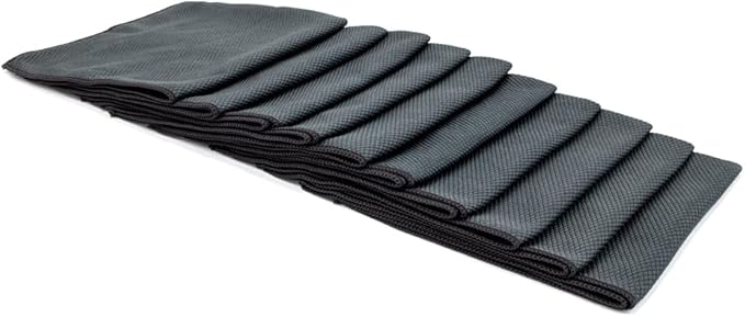 [Diamond Glass] Microfiber Window and Chrome Microfiber Towel (16"x16") Black - 10 Pack | Streak-Free, Lint-Free Glass Cleaning
