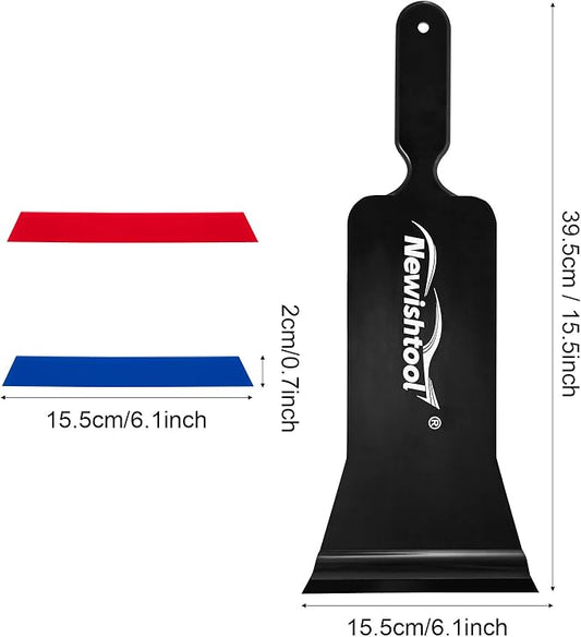 NEWISHTOOL Window Tint Tools Bulldozer Squeegee for Front/Back Rear Window Film Application, 1 Pc Long Handle Squeegee with Blade and 2 PC Refills Rubber, Auto Flat Glass Tint Squeegee, Blue,white