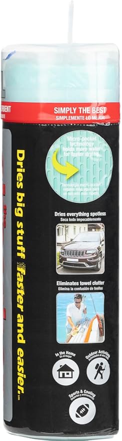 CleanTools The Absorber XL 18" x 29" - Synthetic Premium Drying Chamois Cloth for Cars and Trucks - Super Absorbent, Scratch-Free and Washable (Aqua)