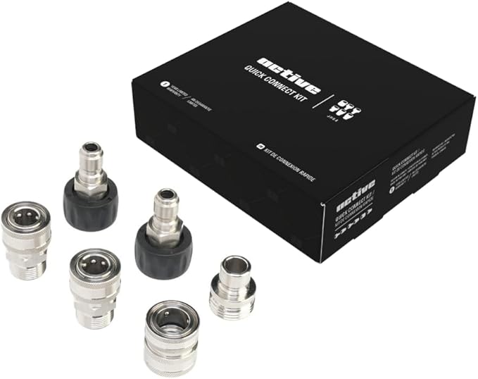 Active M22-14mm Pressure Washer Quick Connect Kit, 304 Stainless Steel M22-14mm to 3/8" Male to Female Quick Disconnect Kit for Power Washer Assembly
