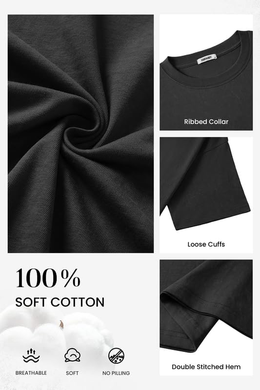 COOFANDY Men's Cotton T-Shirts Oversized Shirt Short Sleeves Streetwear Loose Fit Summer Tee Tops Washed Basic Unisex Shirts