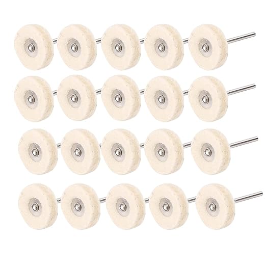 Luo ke 20 Pack Compressed Wool Felt Polishing Wheel 1/8" Mandrel Mounted Wool Buffing Wheel for Rotary Tools