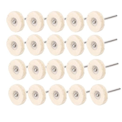 Luo ke 20 Pack Compressed Wool Felt Polishing Wheel 1/8" Mandrel Mounted Wool Buffing Wheel for Rotary Tools