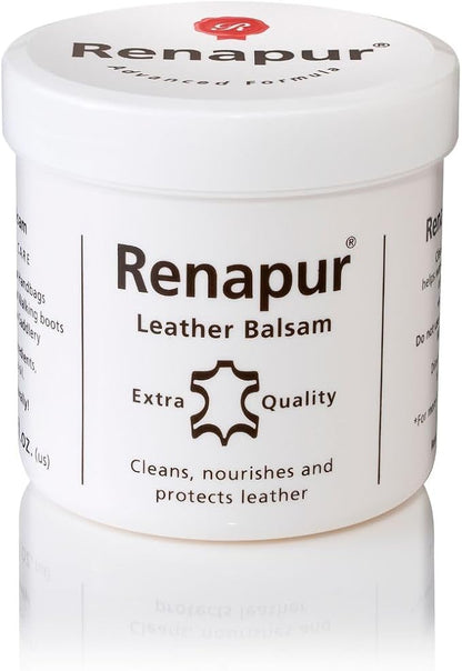 Renapur Leather Balsam, Natural Conditioner, Protector and Restorer — for Leather Furniture, footwear, Purses & Bags, Car interiors & Bikes, Saddlery & Tack. (6.7 fl oz + Applicator Sponge)
