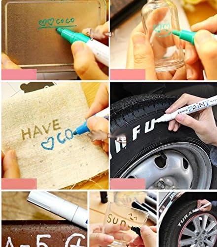BEMLP Permanent Marker Pen Colorful Waterproof Metal Oilly Fill Paint For School DIY Tyre Tire Tread CD Metal Paint Markers Tire pen 12 Colors for Scuba gear