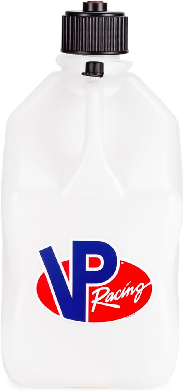 VP Racing 3522-CA, 5.5-Gallon Square Motorsport Jug White (3 Pack) w/ 14" Deluxe Hose (3 Pack) Close-Trimmed Cap and Neck for Tight Seal