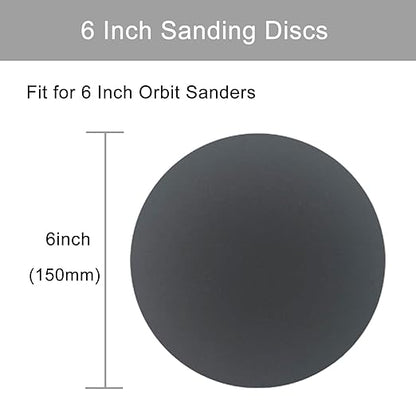 6 Inch 50 Pcs Wet Dry Sanding Discs Hook and Loop, 800 Grit Sandpaper Automotive Wood Metal Polishing & Sanding, Silicon Carbide Sand Paper for Random Orbital Sander (Grit 800)