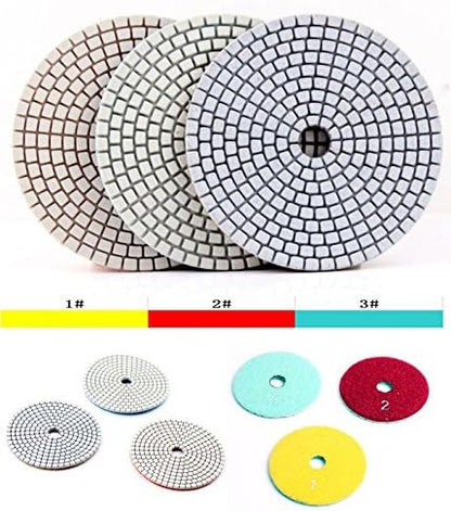 casaverde 4 Inch with 2.5mm Thickness Dry/Wet 3 Step Polishing Pads for Granite Marble Concrete Stone