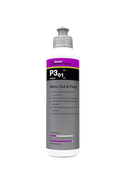 Koch-Chemie Micro Cut & Finish Polishing Compound with Carnauba Wax - Permanent Removal of Holograms, Fine Scratches & Sanding Marks; Long Term Sealing; Non-Fugitive Silicones (250 milliliters)