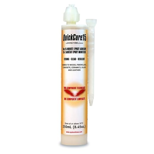 System Three Quick Cure 15 Epoxy Adhesive, 8.4 Oz U-TAH Cartridge, Includes 1 Tip, Amber