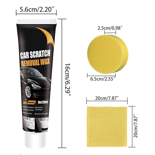 Scratch Remover for Vehicles, 2025 New Car Scratch Remover with Wipe and Sponge, Upgrade Car Scratch Repair Paste Adhesive Polishing Wax for Repairing Scratches, Car Paint Scratch Repair Kit (2)