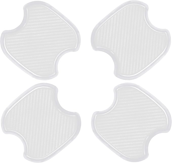 WORCAS 4Pcs Semi-Transparent Carbon Fiber Like Car Door Handle Cup Protective Sticker Auto Door Paint Guard(M)