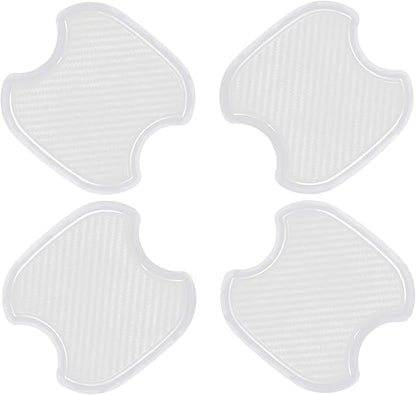 WORCAS 4Pcs Semi-Transparent Carbon Fiber Like Car Door Handle Cup Protective Sticker Auto Door Paint Guard(M)