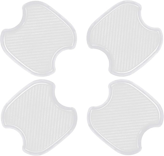 WORCAS 4Pcs Semi-Transparent Carbon Fiber Like Car Door Handle Cup Protective Sticker Auto Door Paint Guard(M)
