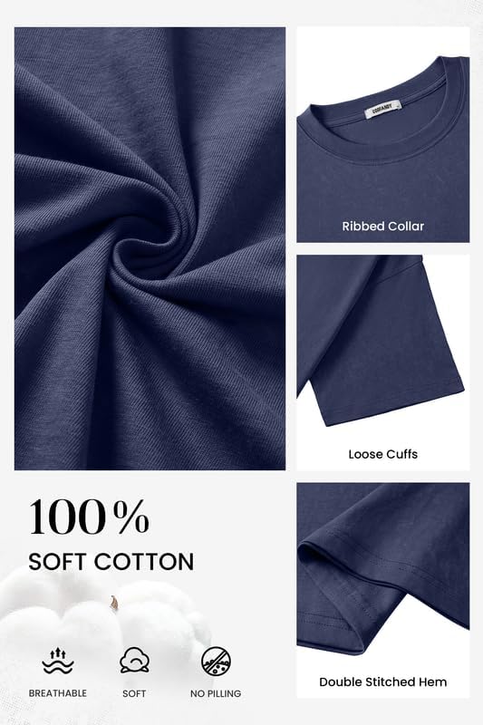 COOFANDY Men's Cotton T-Shirts Oversized Shirt Short Sleeves Streetwear Loose Fit Summer Tee Tops Washed Basic Unisex Shirts