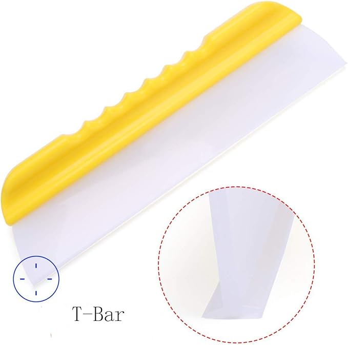 Forgrace 12 Inch Flexible Silicone Squeegee T-Bar Water Blade for Car or Home Glass Yellow Handle