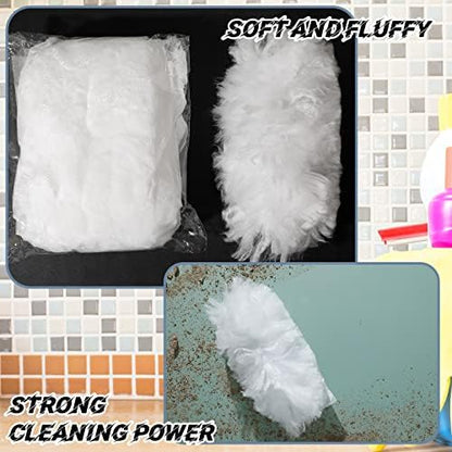 Vesici 150 Pcs Duster Refills Compatible with Swiffer Dusters Bulk Disposable Replacement Thickened with 1 Handle Heavy Duty for Cleaning, Office (White)
