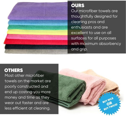 12" x 12" MW Pro Multi-Surface Microfiber Cleaning Cloths | Red - 12 Pack | Premium Microfiber Towels for Cleaning Glass, Kitchens, Bathrooms, Automotive, Supplies & Products