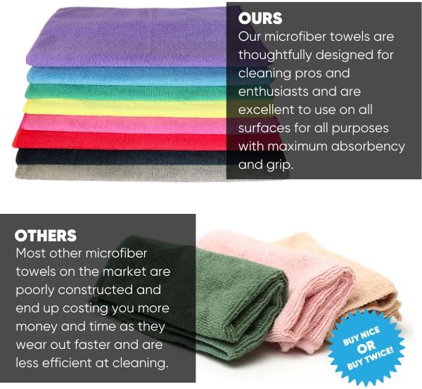 Microfiber Cleaning Cloths 12" x 12" - MW Pro Premium Rags for House Cleaning, Kitchen, Car Detailing & Glass - Lint Free, Streak Free Multi Surface Wash Towels for Auto & Dusting (Yellow, 12-Pack)