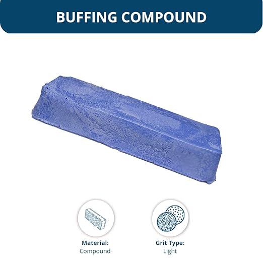 Benchmark Abrasives Buffing Compound for Polishing Removing Scratches Edge Finishing Cleaning for Non-Ferrous Metals Plastics Synthetic Materials, 1 Pound Bar (Blue Plastic)