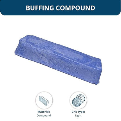 Benchmark Abrasives Buffing Compound for Polishing Removing Scratches Edge Finishing Cleaning for Non-Ferrous Metals Plastics Synthetic Materials, 1 Pound Bar (Blue Plastic)