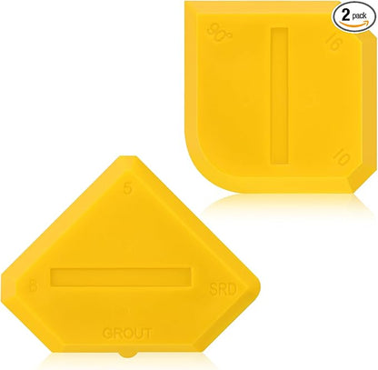Outus 2 Pieces Caulking Tool Set Silicone Sealant Grout Tool for Kitchen Bathroom Floor Sealant Sealing(Yellow)