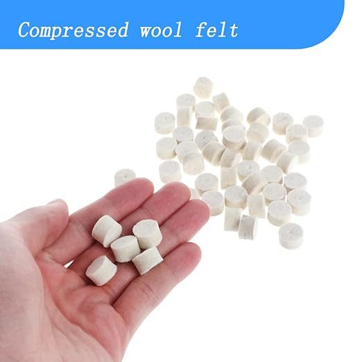 Luo ke 100 Pcs Wool Polishing Kits, 1/8'' Shank Compressed Wool Felt Polishing bits for Dremel Rotary Tool (Point Size: 1/2'')