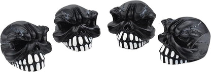 Abfer Skull Valve Caps Fun Wheel Tire Air Stem Dust Cover Cap Auto Decoration Accessories Fit Most Vehicle Car Truck Bike Motorcycle (Black)