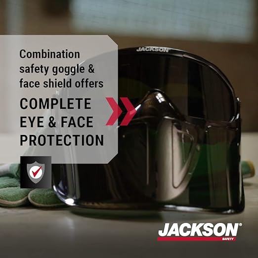 Jackson Safety 21002 - Safety Goggle - Gpl500 Premium Series - Shade 5 Ir Lens - Anti-fog - With Flip-up Detachable Face Shield - Green Body