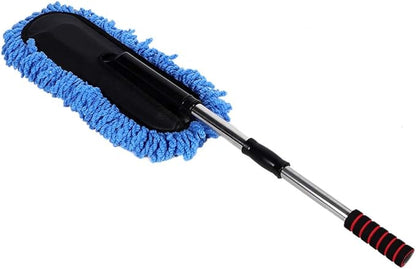 Retractable Handle Car Cleaning Brush Window Duster, Stainless Steel Portable Dusting Tool, Blue