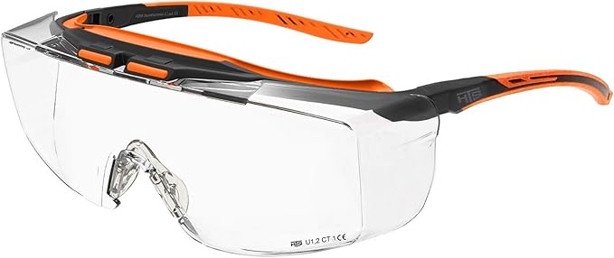 HTS HUNTERSKY HUNTERSKY ANSI Z87 Anti Fog Lab Safety Glasses Fit Over Eyeglasses Up to 1.88 inch 100% UV Protective Goggles