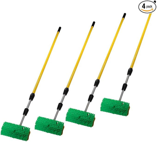 Mytee Products 4 - Pack 10" Bi-Level Car Wash Brush and 5' to 13' Extendable Handle w/Soft Bristles Suitable for Auto RV Truck Boat Camper Exterior Washing Cleaning, Green