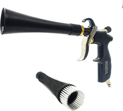 BEMEIS Air Blow Gun with Brass Adjustable Air Flow Nozzle,Cleaning Gun Quickly Blasts Dirt and Dust from Surface Works with Air Compressor(Upgrade Aluminium Rotate Tube) (Detail Blowing Gun), Black